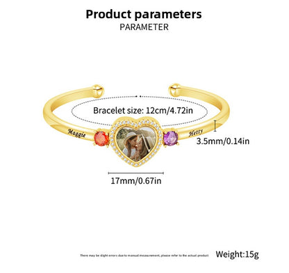 Pulsera con foto de corazón personalizada 