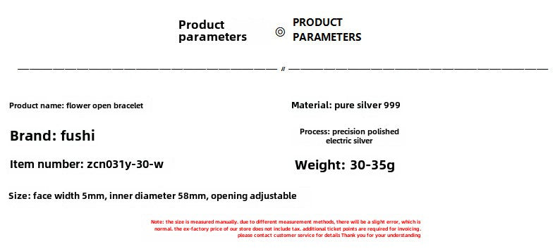 Fashionable flower sterling silver bracelet