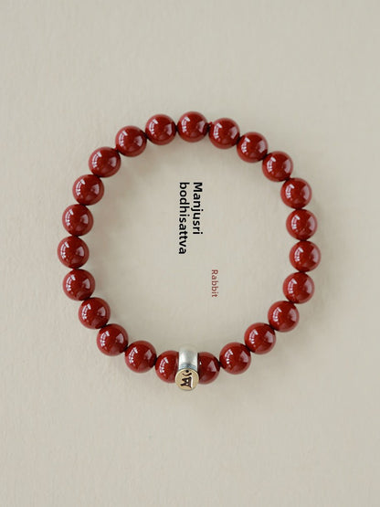 Fashionable new Chinese style cinnabar purple gold sand twelve zodiac sterling silver birth year bracelet