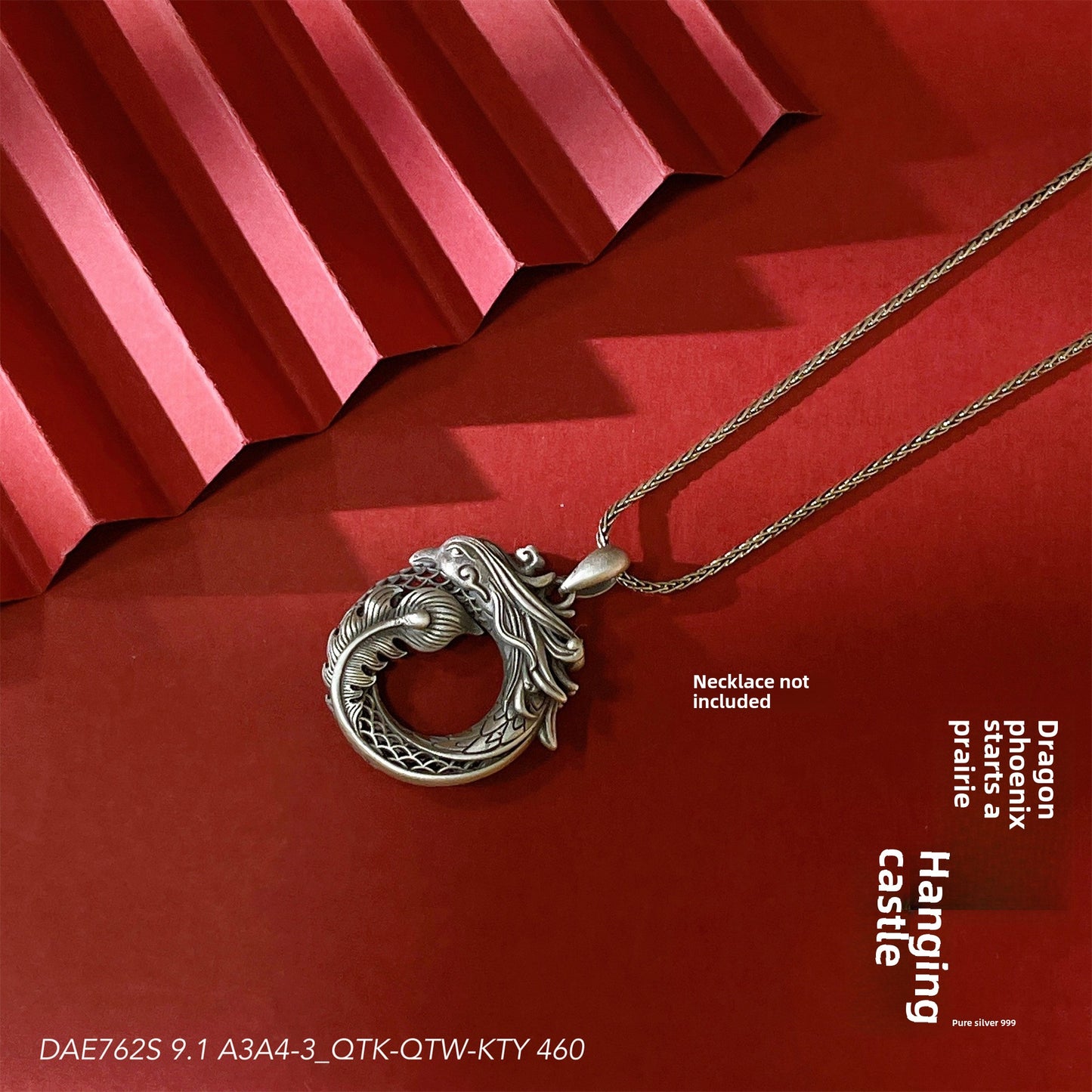 China dragon sterling silver pendant