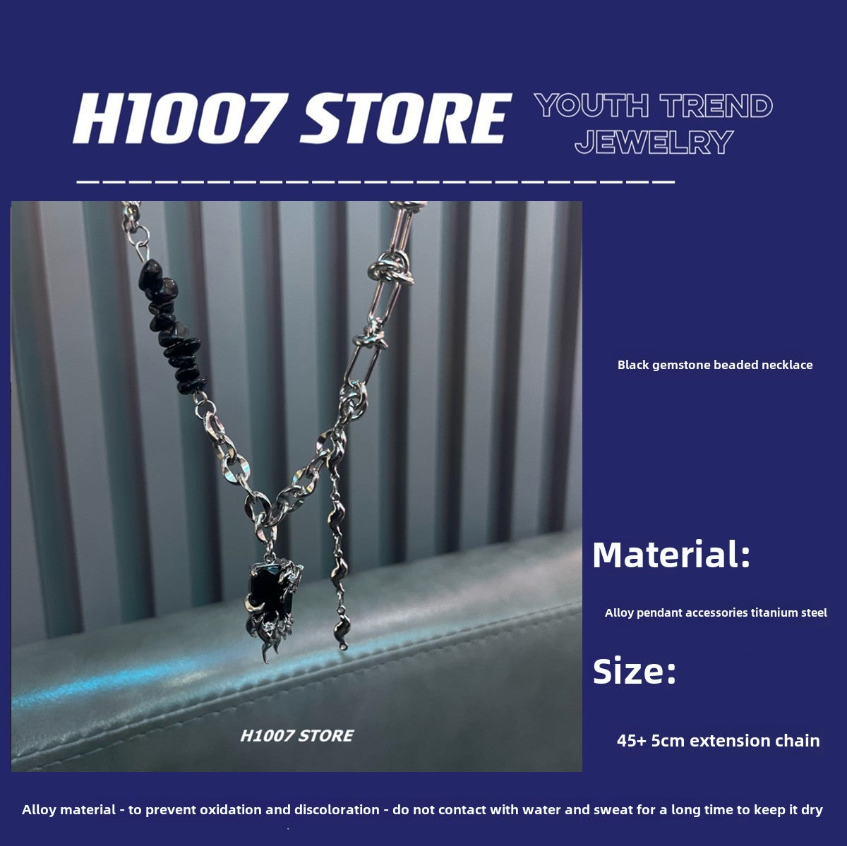 New Chinese style black gemstone beaded clothing necklace