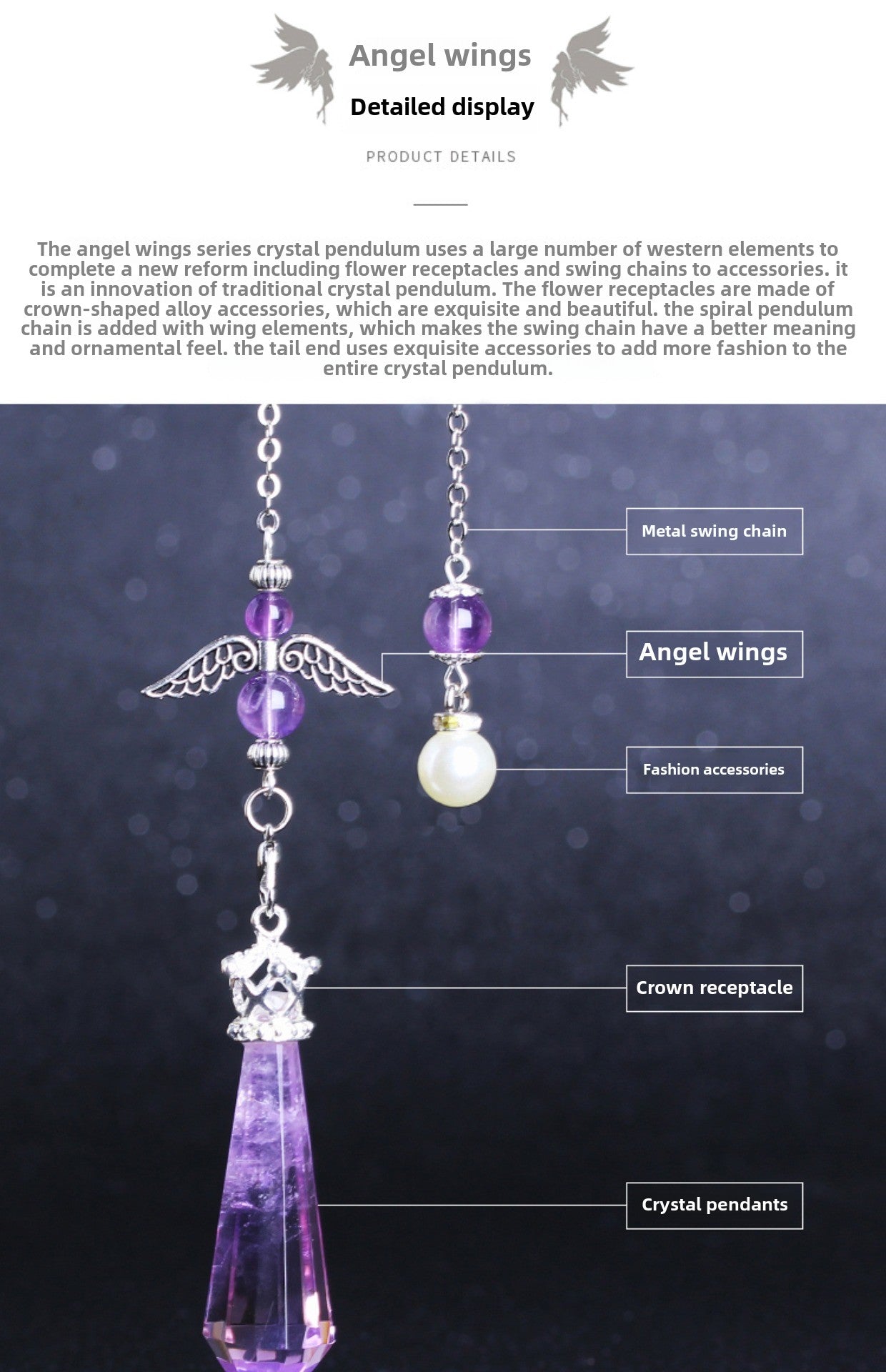 Crystal Gray Moonlight Pendant Necklace for Men and Women
