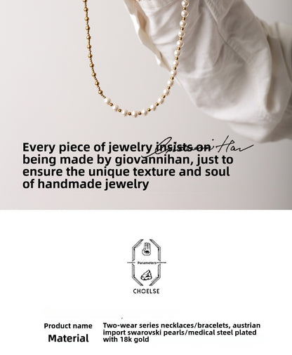 Pearl necklaces and bracelets