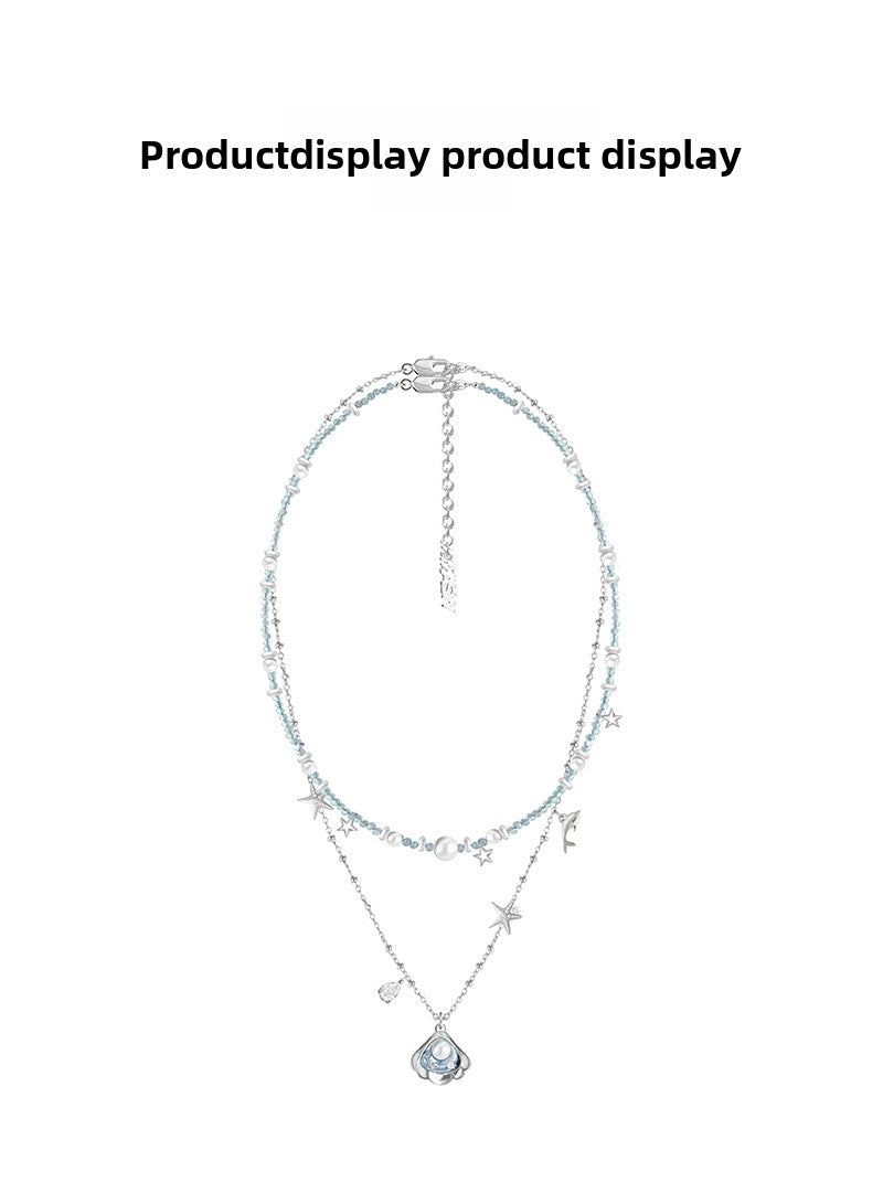 Secret language blue sea star necklace