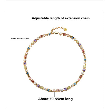 Colored diamond pearl necklace