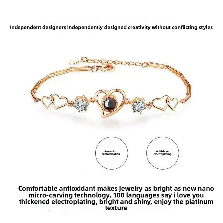 Love Zircon Photo Projection Bracelet