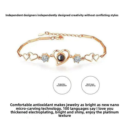 Love Zircon Photo Projection Bracelet