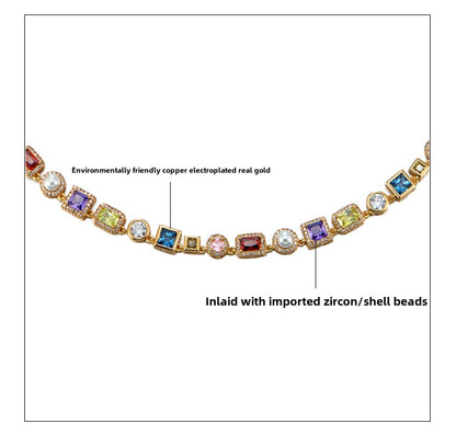 Colored diamond pearl necklace