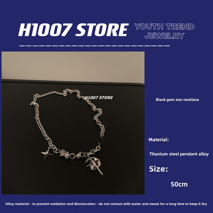 Hip-Hop Street Black Gem Star Necklace