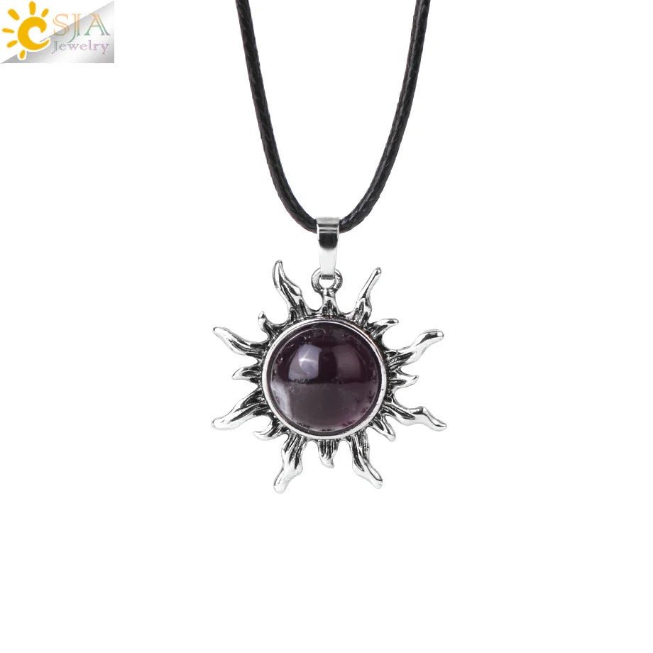 Vintage Amethyst Sunflower Pendant - jewelry - weilin.com