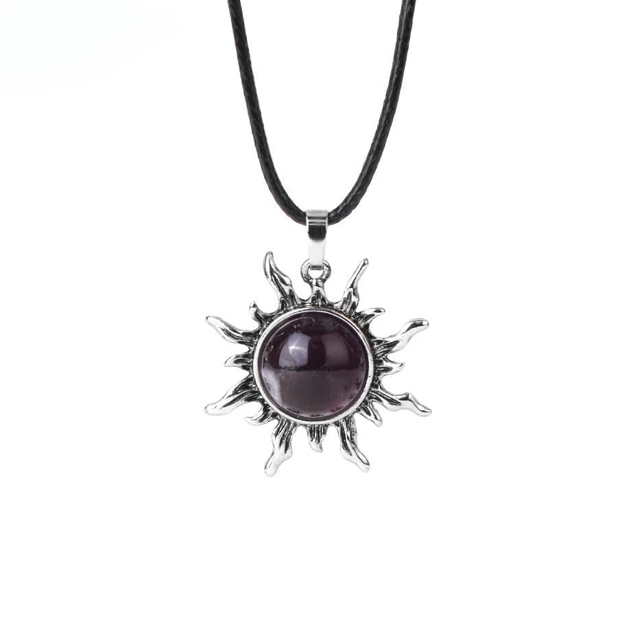 Vintage Amethyst Sunflower Pendant - jewelry - weilin.com