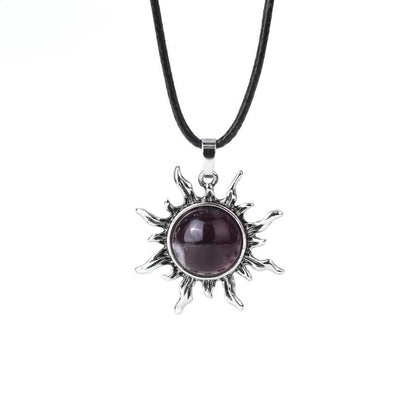 Vintage Amethyst Sunflower Pendant - jewelry - weilin.com