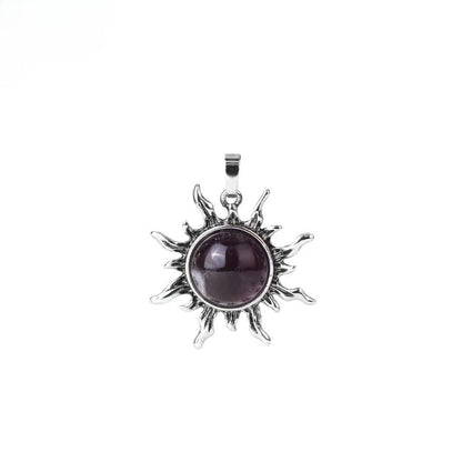 Vintage Amethyst Sunflower Pendant - jewelry - weilin.com