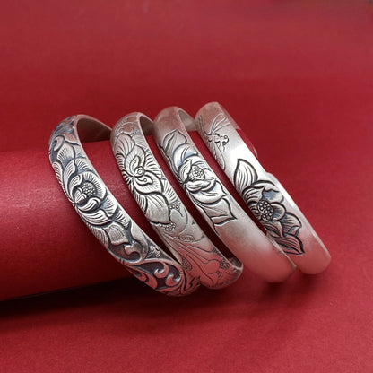 Vintage carved sterling silver bracelet - jewelry - weilin.com