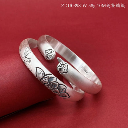 Vintage carved sterling silver bracelet - jewelry - weilin.com