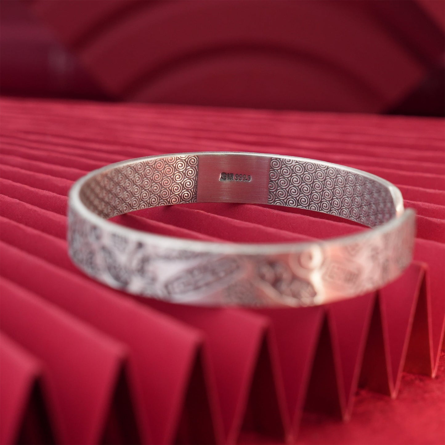 Vintage Chinese style auspicious pattern sterling silver bracelet - jewelry - weilin.com