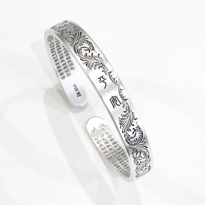 Vintage Feather Pattern Sterling Silver Bracelet - jewelry - weilin.com