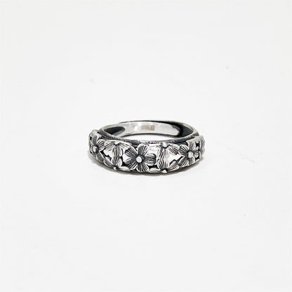 Vintage Flower Sterling Silver Ring - jewelry - weilin.com