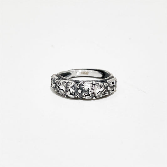 Vintage Flower Sterling Silver Ring - jewelry - weilin.com