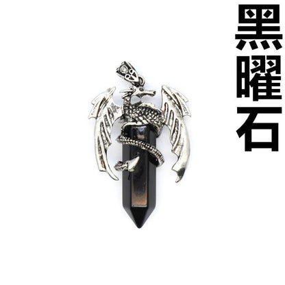 Vintage flying dragon hexagonal column crystal pendant - jewelry - weilin.com