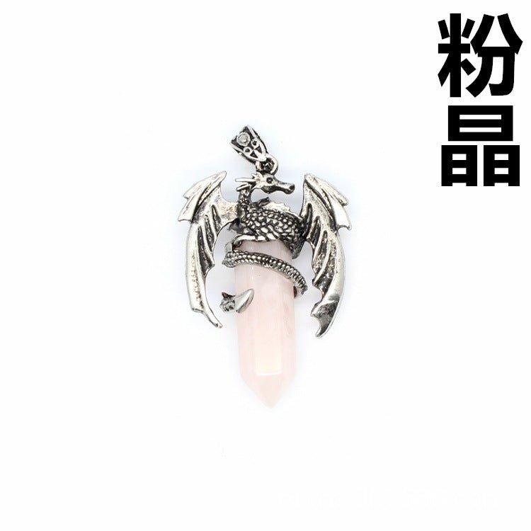Vintage flying dragon hexagonal column crystal pendant - jewelry - weilin.com