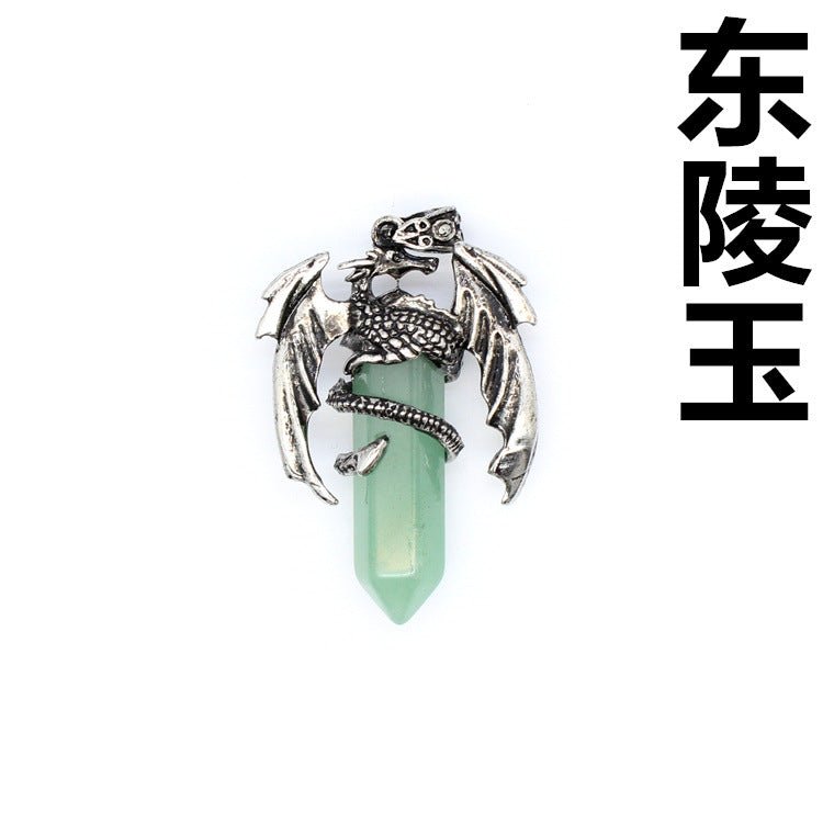 Vintage flying dragon hexagonal column crystal pendant - jewelry - weilin.com