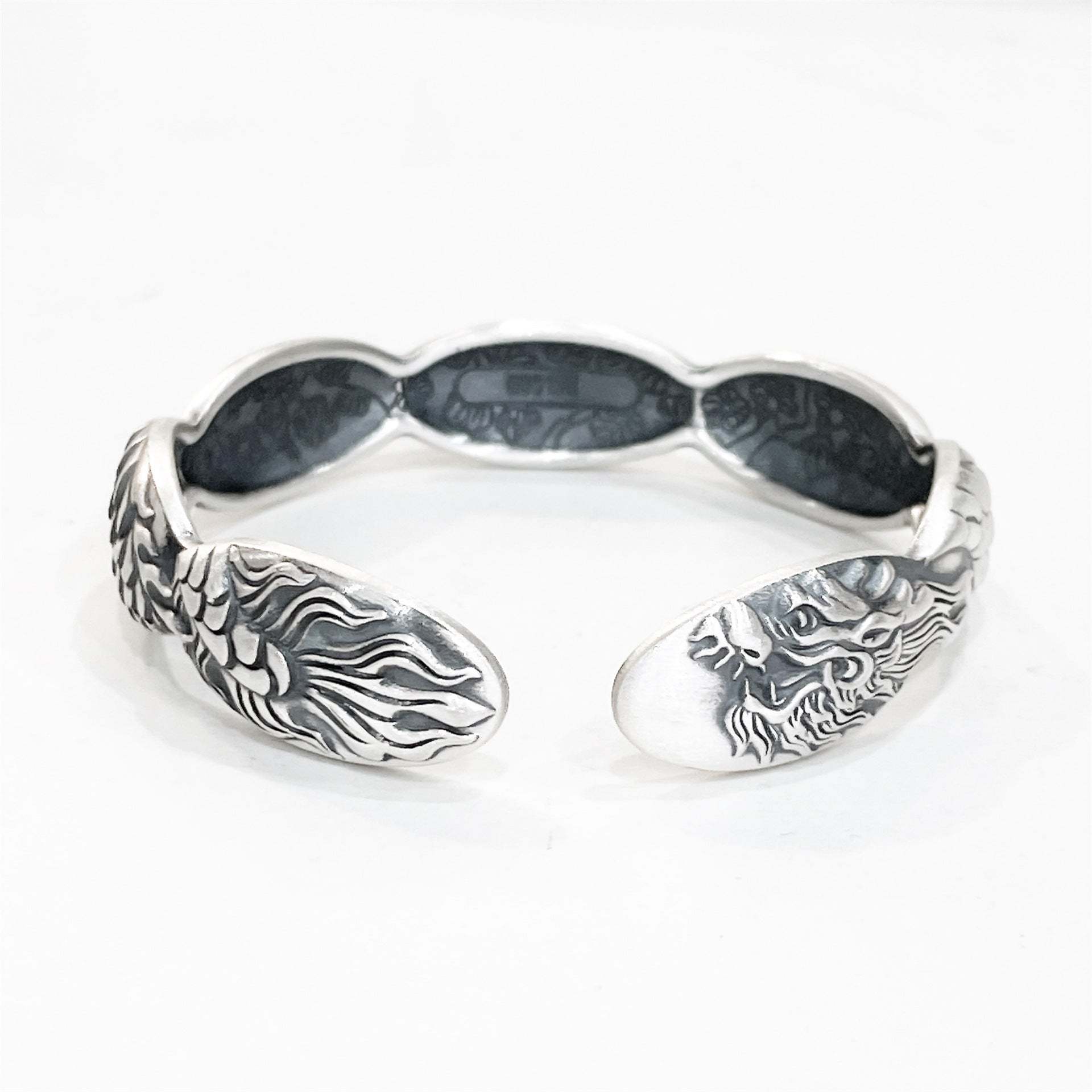 Vintage Frosted Dragon Wave Sterling Silver Bracelet - jewelry - weilin.com
