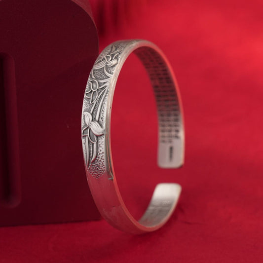 Vintage Frosted Flower Sterling Silver Bracelet - jewelry - weilin.com