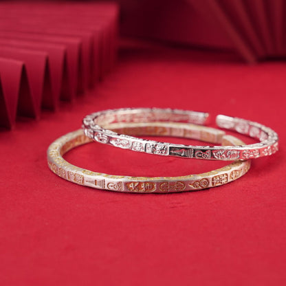 Vintage frosted gold - painted sterling silver bracelet - jewelry - weilin.com