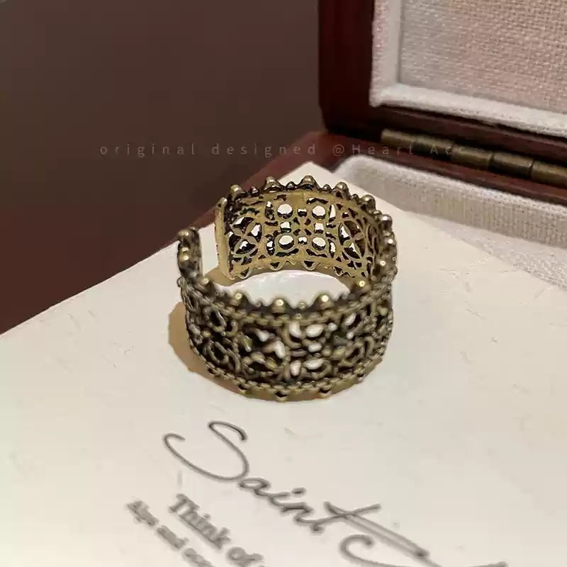 Vintage Heart Open Ring - jewelry - weilin.com