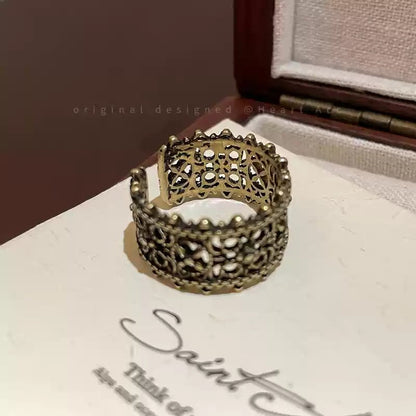 Vintage Heart Open Ring - jewelry - weilin.com