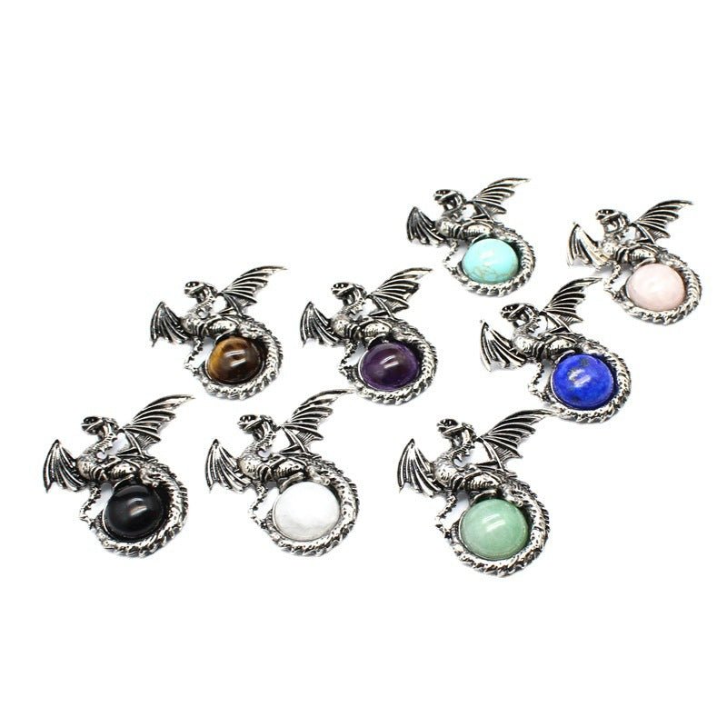 Vintage Natural Stone Dragon Pendant - jewelry - weilin.com