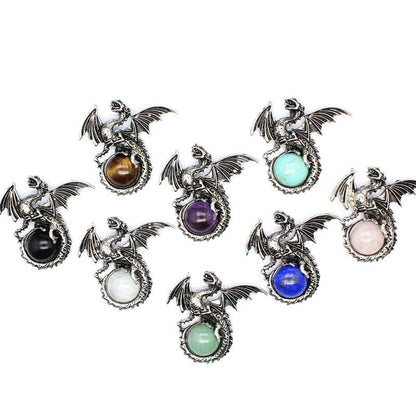 Vintage Natural Stone Dragon Pendant - jewelry - weilin.com