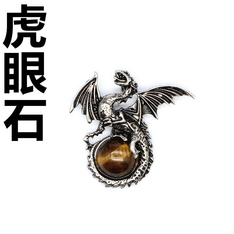 Vintage Natural Stone Dragon Pendant - jewelry - weilin.com