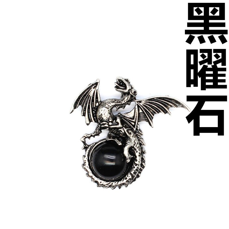 Vintage Natural Stone Dragon Pendant - jewelry - weilin.com