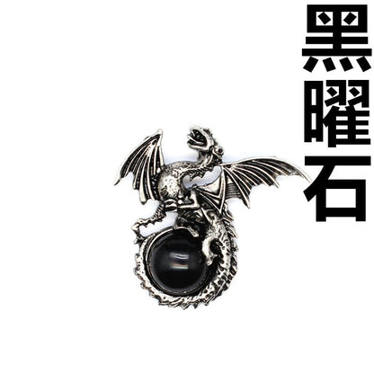Vintage Natural Stone Dragon Pendant - jewelry - weilin.com