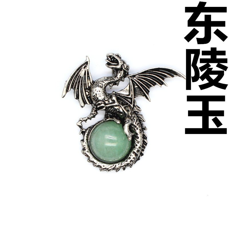 Vintage Natural Stone Dragon Pendant - jewelry - weilin.com