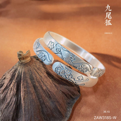 Vintage Nine - tailed Fox Sterling Silver Bracelet - jewelry - weilin.com