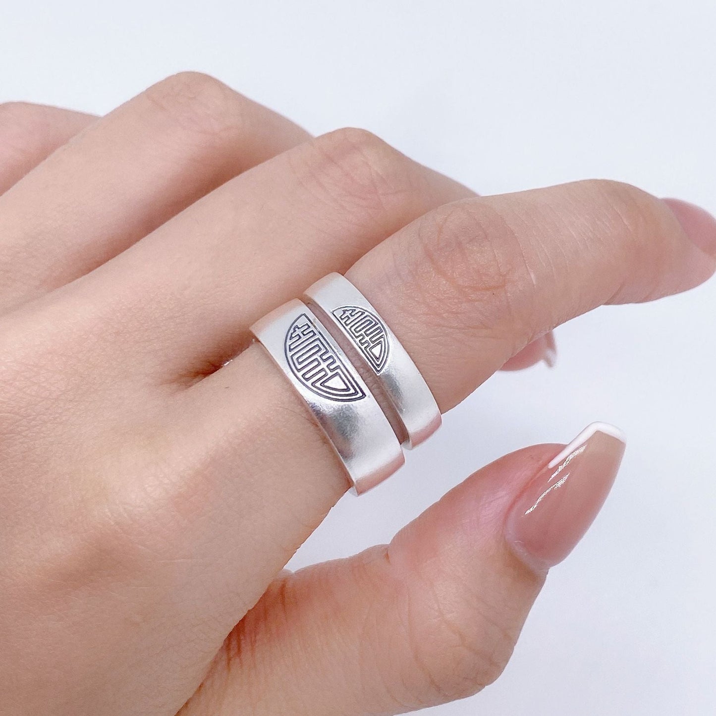 Vintage open sterling silver couple ring - jewelry - weilin.com
