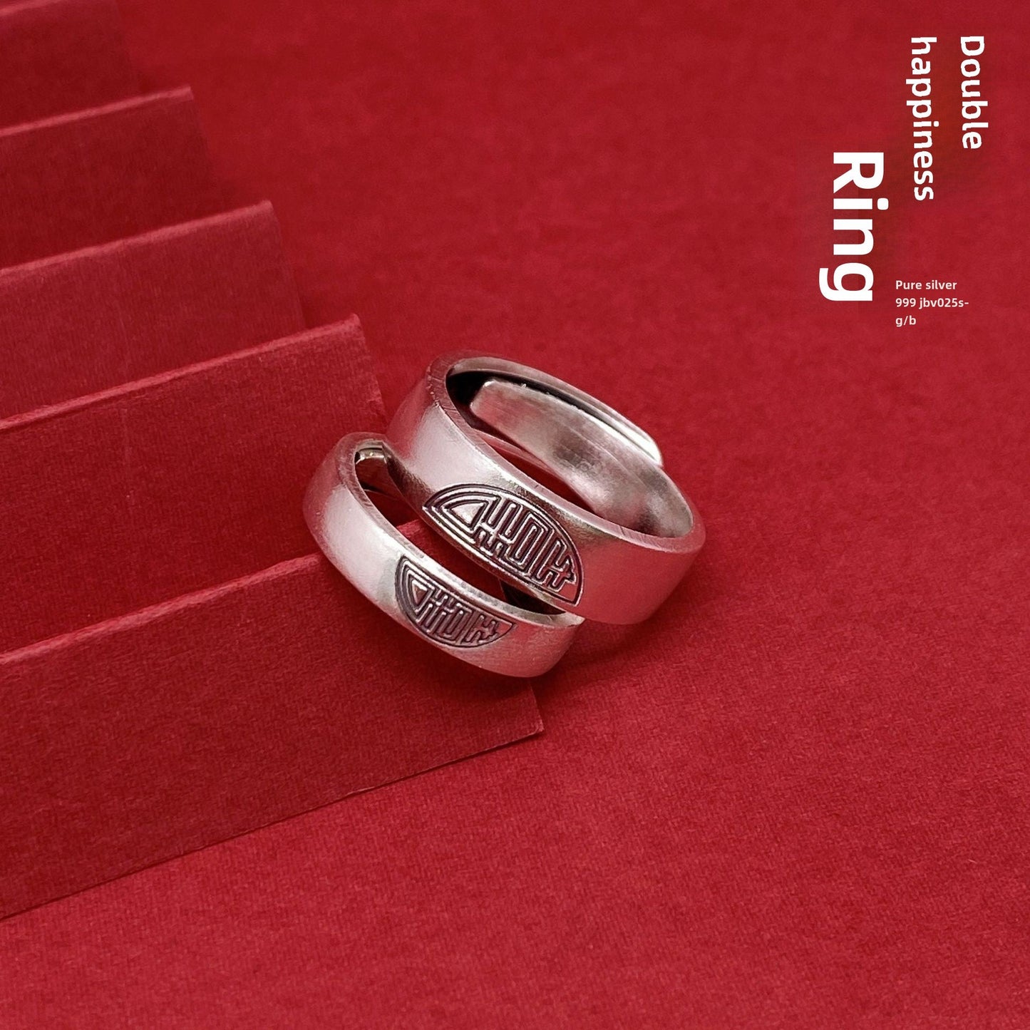 Vintage open sterling silver couple ring - jewelry - weilin.com