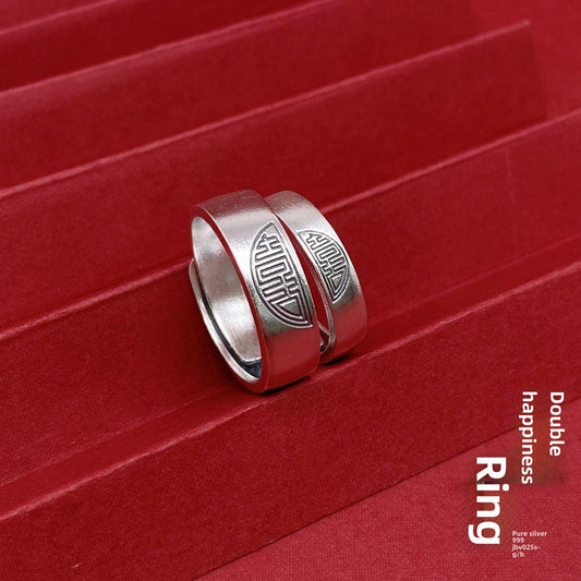 Vintage open sterling silver couple ring - jewelry - weilin.com