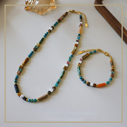 Vintage Personalized Natural Stone Beaded Necklace - jewelry - weilin.com