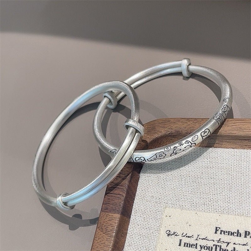 Vintage round stick sterling silver bracelet - jewelry - weilin.com