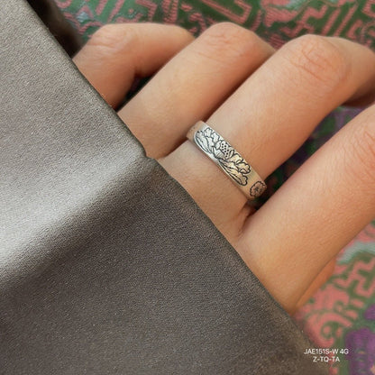 Vintage Scripture Sterling Silver Loose Ring - jewelry - weilin.com