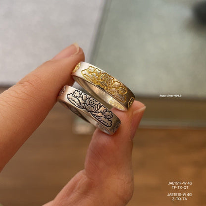 Vintage Scripture Sterling Silver Loose Ring - jewelry - weilin.com