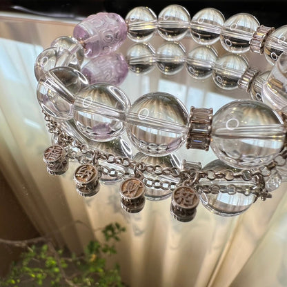 White crystal Phoenix engraved bracelet - jewelry - weilin.com