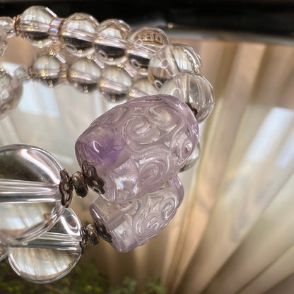 White crystal Phoenix engraved bracelet - jewelry - weilin.com