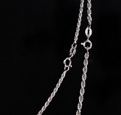 White platinum twisted hemp rope hip - hop necklace - jewelry - weilin.com