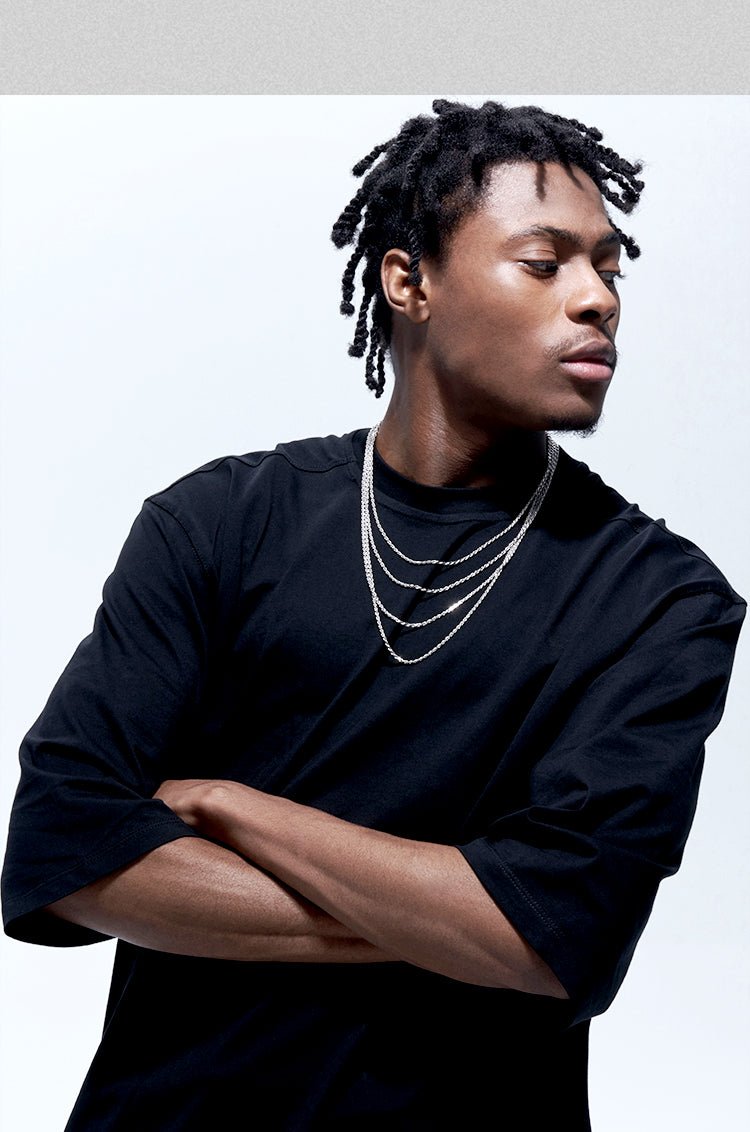 White platinum twisted hemp rope hip - hop necklace - jewelry - weilin.com