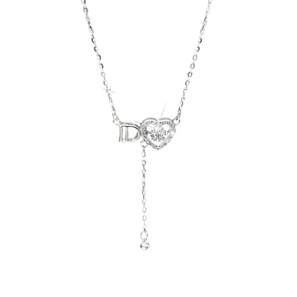 Women's exquisite zirconia ID letter heart necklace - jewelry - weilin.com